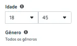 A configuração exata: 18 a 45 anos, todos os géneros.